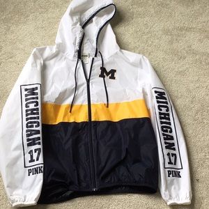 💛💙PINK brand U OF M WINDBREAKER!!💛💙